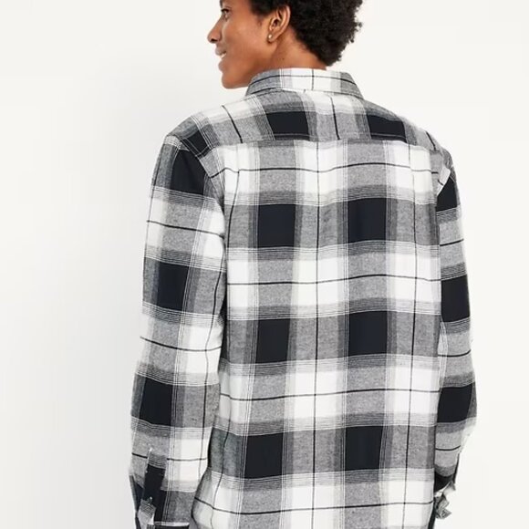 NWT Old Navy Men's Black and White Flannel Shirt - size L - Picture 2 of 9